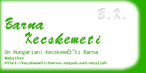barna kecskemeti business card